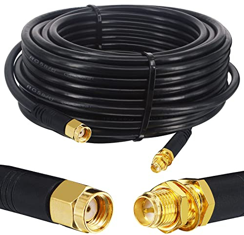 Boobrie Verbessert SuperFlex RG58 Koaxialkabel mit RP-SMA-Stecker auf SMA-Buchse 10M Low Loss Antenne für WLAN-Router, 4G und Sicherheit IP-Kamera-Hotspot