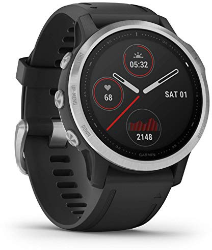 Garmin [Renewed fenix 6S, Ultimate Multisport GPS Watch, Smaller-Sized, Heat and Altitude Adjusted V02 Max, Pulse Ox Sensors and Training Load Focus, Silver with Black Band (Renewed)