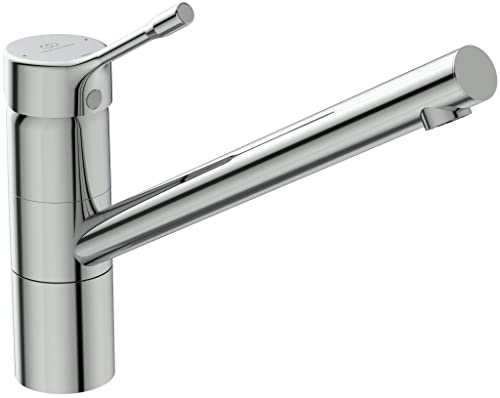 Ideal Standard Ceralook Küchenarmatur, hoch angesetzer Auslauf, mit BlueStart-Technologie, Niederdruck – Chrom
