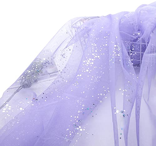 160cm x 1m Tüll Stoff mit Pailletten Dekostoff für Hochzeit und Party