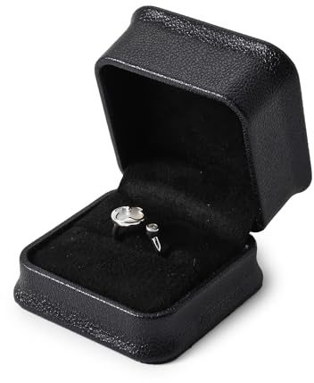 Oirlv Schwarz Pu Leder Ringbox Schmuckbox Geschenkbox für Hochzeit,Vorschlag,Jahrestag,Valentinstag,Einkaufszentrum Zähler Schmuck Display