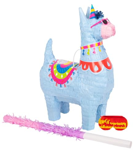 Fax Potato 3pc Lama Pinata-Set mit Rose Stock & Augenbinde - Mexikanisch Kinder Mädchen Jungen Geburtstagsfeier Partys Spiele Dekorationsset