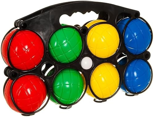 Unibos | 2 Large Boules Set 8pc Set| Classic Outdoor Games | Jack and Bowls Carry Holder | Pentanque Set | Family Garden Games | Summer Fun | French Boules Garden Game | Carry Case, Multi Colours (M)