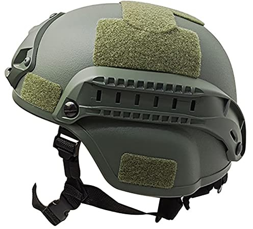 kopfschutz Boxen, Fast Helm gepolstert 22,05-23,62 Zoll Einheitsgröße Airsoft-Helm Universal-Paintball-Helm Verstellbare Seitenschiene NVG-Halterung Schutz-Bump-Helm, Armeegrün