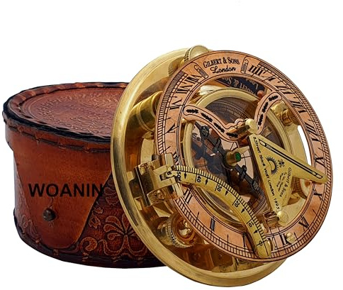 Compass, Personalized Engraved Sundial Compass, Antique Brass & Copper Compass, Sundial Clock in Box Gift Sun Clock Vintage Gift (Brass & Copper)