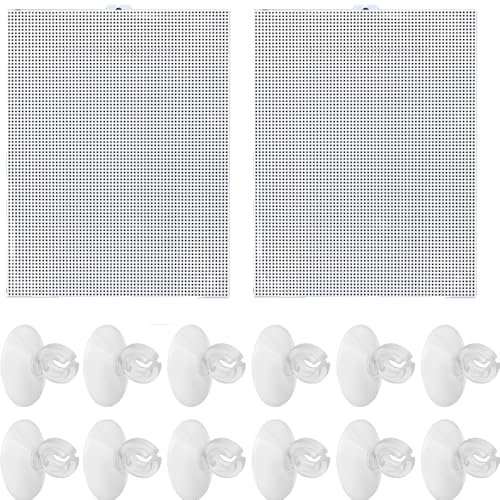 Wvapzwr 2Pcs Fish Tank Divider, Plastic Cuttable Grid Plate, Aquarium Dividers with 12Pcs Suction Cups, Clear Fish Separator DIY Designed Easy to Bent, 13 x 10 Inch