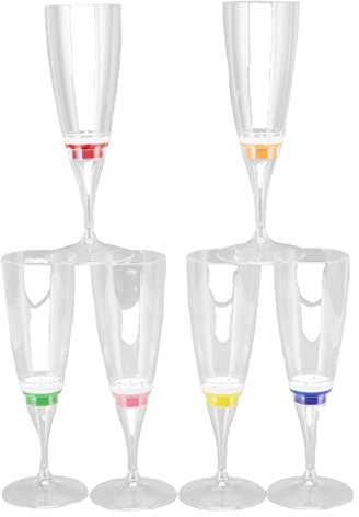 Marhynchus 6 Pièces Flûtes à Champagne Verre LED Verre à Cocktail Lumineux Innovant KTV PS Vin Lumières Fraîches, pour Discothèque Fête Bar