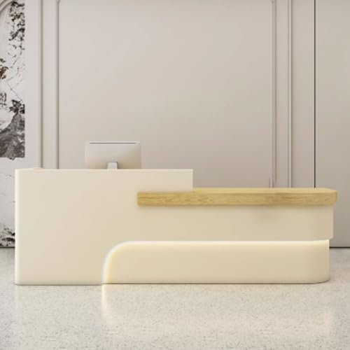 GUQASDV Reception Table, Reception Theke, Reception Desk Modern, Empfangstresen für Praxis mit Sanfter Beleuchtung für Supermärkte, Bekleidungsgeschäfte, Restaurants(Beige,150x60x100cm)