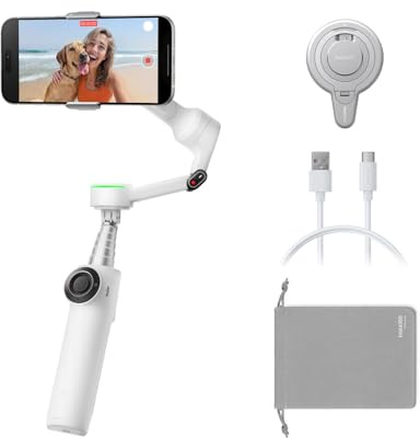 Insta360 Flow 2 Pro Magnetic Mount Bundle Weiß, tragbarer AI-Gimbal-Stabilisator für iPhones