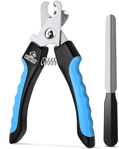 VIWIK Dog Nail Trimmers for Large to Medium Dogs, Cats, Professional Dog Nail Clippers with Quick Sensor & Safety Guard to Avoid Overcutting, Pet Claw Clipper for Grooming with Nail File Blue