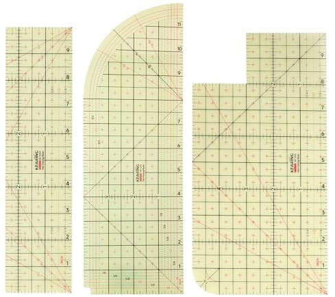 3 Pieces Hot Hem Ruler for Sewing Ruler Heat Resistant Ruler for Quilting and Sewing Tool Thin Pattern Making Clean Measuring Non-Slip Pressing Tool