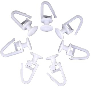 DWUENT 100Pcs Plastic Curtain Hooks - 25mm Durable Glider Clips for Caravan, Campervan & Home Curtain Tracks, White Universal Sliding Hooks (Reusable, Effortless Installation)