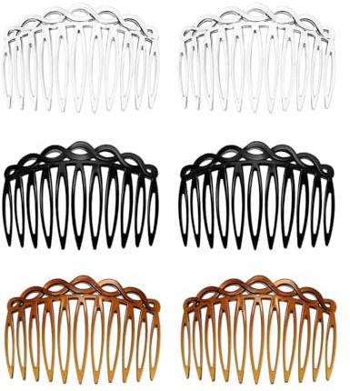 TPZORJX 6 Stück Haarkamm zum Stecken, Einsteckkamm, Steckkamm Haarkämmchen, French Twist Haarkämme, Kunststoff Seitenkämme mit 11 Zähnen Haar Kamm für Mädchen Damen