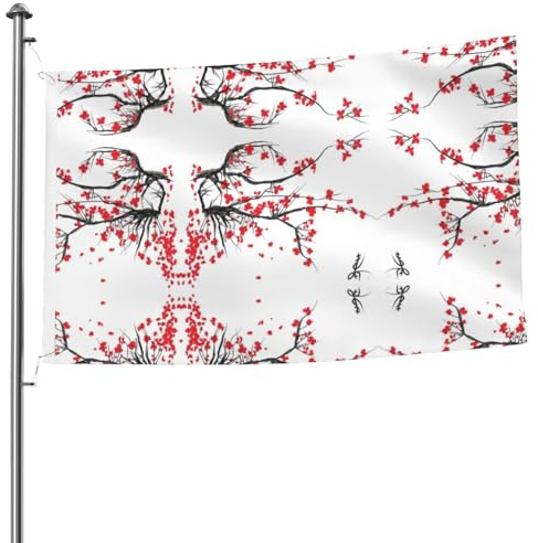 1,5 x 2,4 m doppelseitige japanische Kirschbaum-Flagge mit Ösen, dekorative Flagge, Terrasse, Veranda, Gruppenveranstaltung, Schild-Flagge.