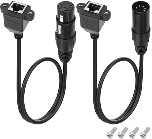 XMSJSIY XLR to RJ45 Adapter Cable DMX 5 Pin XLR Male & Female to RJ45 Female Network Ethernet Connector Extension Cable Compatible with DMX-CON Controller Series, RGB Tube Light, Mixer - 30CM/11.8inch