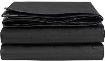 Lona negra resistente al agua – Lona de polietileno de 160 g/m² con ojales, cubierta resistente a los rayos UV para muebles de exterior, protección de troncos de heno, techo de remolque