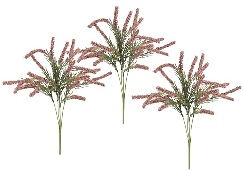 Erikabusch 35cm 3er Set Erika Heidenkraut Kunsterika Strauch Dekozweig Dekoblume Kunstpflanze wie echt Bouquet Tischdeko Pflanze Herbstdeko Herbstpflanze Strauß Floristik