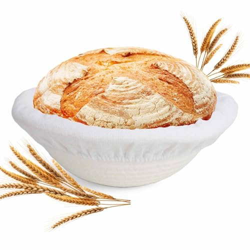 kolohoso Cestino Lievitazione Pane, Set di Cestino da Lievitazione per Pane, Estino per Lievitazione Rotondo da 24 cm
