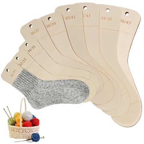 Lot De 9 Planche À Chaussettes, Planches À Chaussettes Taille 30-47, Pochoir À Chaussettes, Avec Indication De Taille Pour Chaussettes, Tendeurs De Chaussettes Pour Le Tricot, Le Crochet