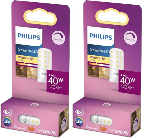 PHILIPS, Ampoule LED Capsule 40 W, Gy6.35, Blanc Chaud 2700K (Lot de 2)