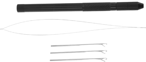 Juego de Herramienta de Crochet Cabello con Mango de Aluminio Negro | Incluye 3 Puntas, Uso para Rastas y Extensiones, Diseño Clásico Negro, para Manualistas y Aficionados DIY