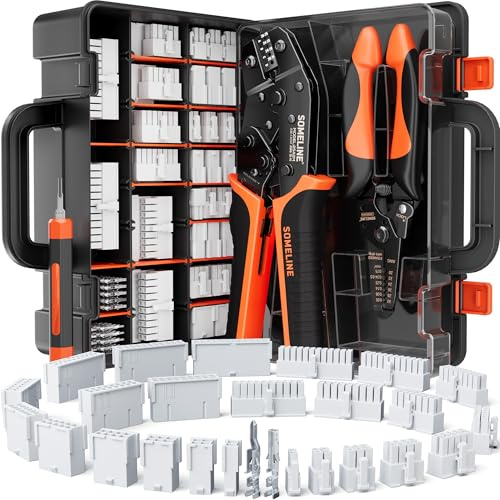 SOMELINE Crimptång Mini-Fit Jr Kontakt Set, 2-24 Polig 4,2mm (0,25-1,5mm²/24-16 AWG), med Pin Extractor & Skaltång, för PC (ATX/PCIe) & 3D-Skrivare - Crimptång för Molex, Dupont, KF2510, TE