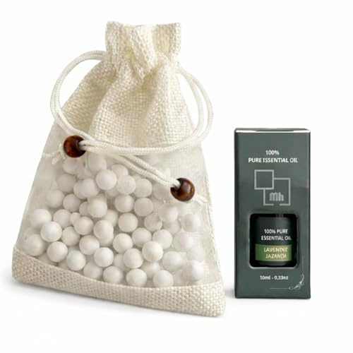 Difusor de Aceites Esenciales con Bolas Cerámicas – 10 ml – Efecto Relajante – Ideal para Baño, Dormitorio o Yoga – Sin Electricidad – Fácil de Usar (Jazmín)