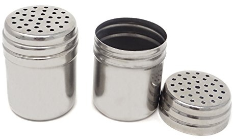 Honbay 2PCS 5 oz Stainless Steel Dredge Salt Sugar Spice Pepper Shaker Seasoning Cans