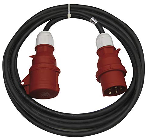 Cavo di prolunga CEE a 5 poli, 10 m, 5 x 16 A, 400 V, 3 fasi, 2,5 mm, IP44, nero