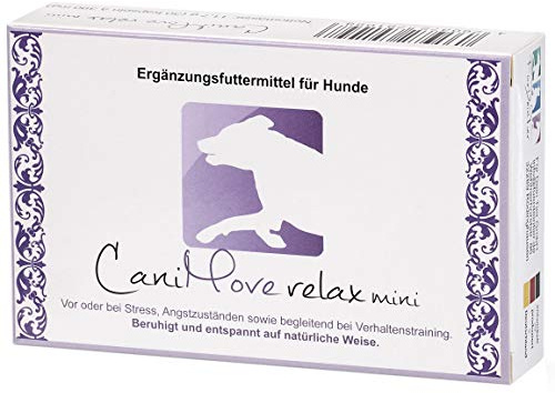 CaniMove Relax mini - 30 Kapseln (a 390 mg), Ergänzungsfuttermittel für Hunde zur Beruhigung und Entspannung auf natürliche Weise durch Casein (Casozepin), Tryptophan, L-Theanin, B6 und Inositol