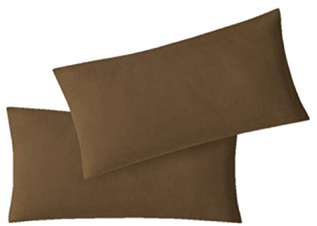 EXKLUSIV HEIMTEXTIL Kissenbezug Hülle Doppelpack mit Reißverschluss 40 x 80 cm Jersey Schokobraun