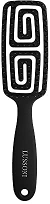 T4B LUSSONI Labyrinth Spazzola Curva Flessibile Districante Ventilata per Capelli Bagnati e Asciutti, Paddle, Asciugatura Veloce, Confezione Singola, Nera