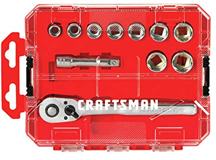 CRAFTSMAN Steckschlüsselsatz mit Ratsche, metrisch, 3/8-Zoll-Antrieb, 11-teiliger Satz mit Koffer (CMMT12027)