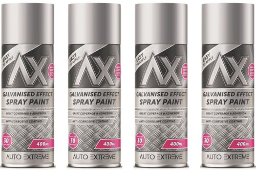 4 x 400ML Metal Paint Galvanised Effect Spray Paint High Density Repair & Protect Metal Paint Outdoor Spray