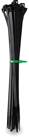 HPER® Kabelbinder schwarz I 15 Jahre UV- beständig I 290 mm x 4,8 mm I 100 Stück witterungsstabil I 15-30% mehr Zugkraft/Stabilität I zertifizierte Premium Qualität