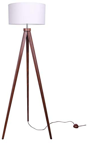 Light-Home Lampadaire Scandinave Moderne avec Abat Jour Lampadaire sur Pied Salon - Lampadaire Trepied en Bois Élégant pour Salon Chambre et Bureau - Palissandre & Gris Clair
