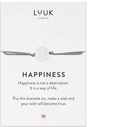 LUUK LIFESTYLE Filigrane Armbänder mit Anhängern, HAPPINESS Karte, Glücksbringer, Geschenksidee für Mutter, Freundin, Freundschaft Armband, erstellbare Länge, schlichtes und modernes Modeaccessoire