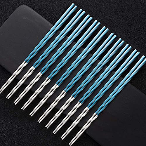ZHANGZONG Palillos Palillos Chinos Palillos Sushi Juego de 10 Pares de Palillos japoneses de Metal de Acero Inoxidable, para Adultos, niños, Principiantes, vajilla Antideslizante con Aislamiento t