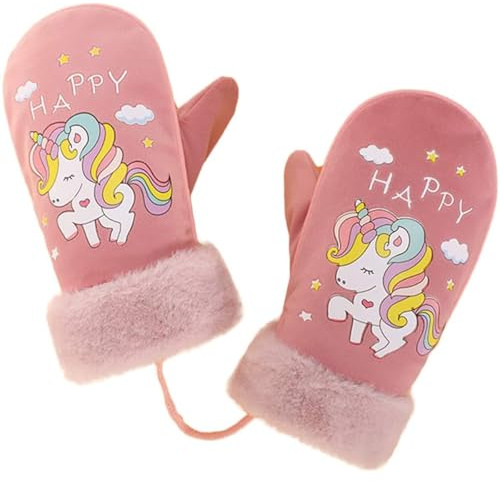 ACMEDE Gants de Ski D'hiver pour Enfants - Garçons Filles Gants Hiver Chaud Moufle Epais Gants de Neige pour la Randonnée en Snowboard, 2-5 ans (Licorne)