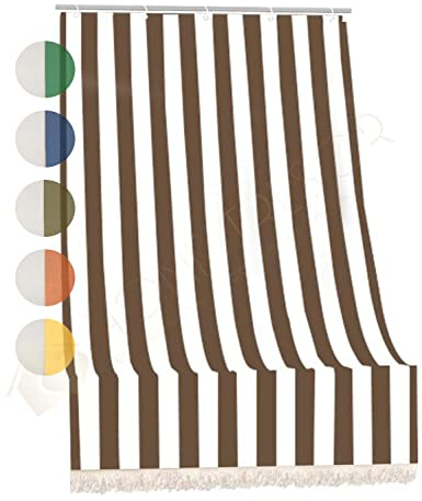 Tenda da Sole da Veranda e da Giardino in Tessuto Resistente, Ombreggiante, Idrorepellente, Protezione dai Raggi UV - Tenda a Caduta Fantasia Rigata (280x300 cm, Marrone)