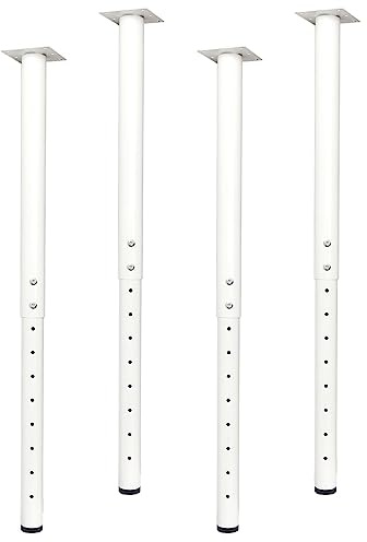 QLLY Runde Tischbeine Metall Weiß 4 Stück Ø50mm Schreibtischbeine Höhenverstellbar 60-100cm Möbelfüße Heavy Duty Metall Tischbeine für Home Office Schreibtisch (4, Weiß)