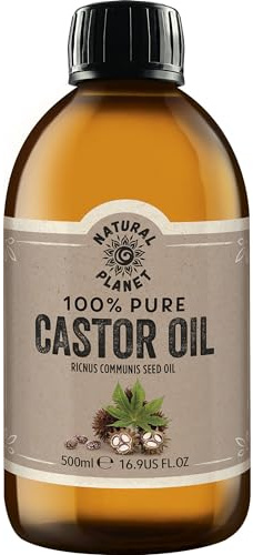 Natural Planet Original Castor OIl 500ml Cold Pressed Premium Quality 100% Pure Hexane-Free, Non GMO, Versatile Usage Eyelashes, Eyebrows and Hair growth