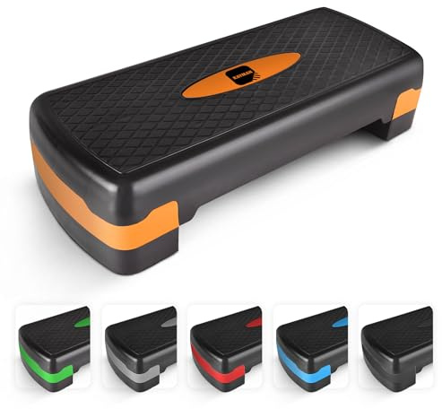 KAYMAN Stepper de fitness pour la maison et la salle de sport, adapte pour l'aerobic, le cardio, les poids, le yoga - Reglable en 2 hauteurs (10, 15 cm) - parfait pour les exercices de fitness
