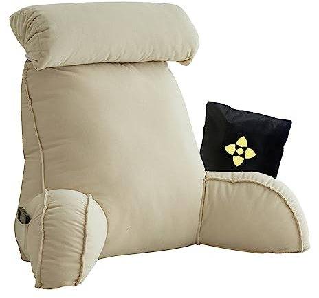 CCTSA Ergonomisches Bett Kissen Rückenkissen,Extragroßes Lesekissen mit Armlehnen und Abnehmbarem Nacken,Lesekissen für Bett und Sofa,Bettruhekissen zum Spielen,Lesen,Fernsehen,75cm x 40cm x 50cm