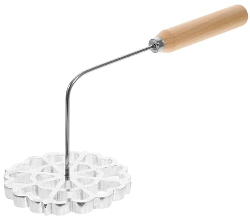 Achappam - Molde para bunuelos con asa, juego de roseta de hierro con asa, moldes de gofres de metal, moldes de roseta, timbale, roseta sueca y timbale, cortador de galletas de aluminio (mango