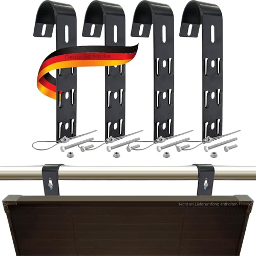 SCHWAIGER SOGM0100 Juego de 4 soportes para panel solar para balcón, montaje en barandilla, montaje en balcón, sistema solar, montaje de dos módulos