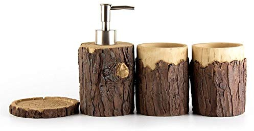 Dosificador de jabón Cuarto de baño de Resina Pura de Cuatro Piezas Cuarto de baño Hablán de Cocina Dispensador de jabón Desinfectante Mano Desinfectante Champú Gel de Ducha Botella vacía dispensador