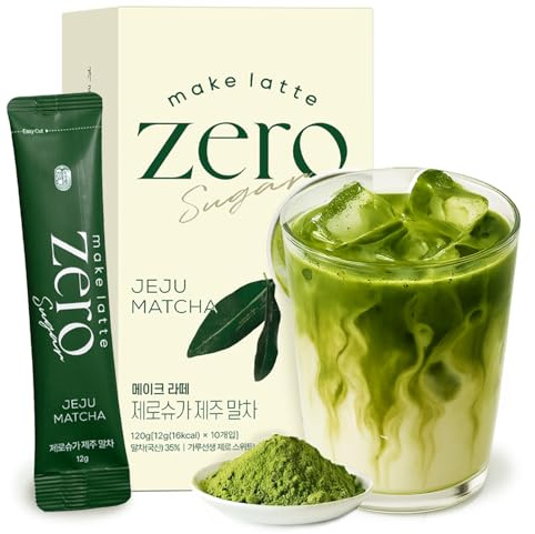 Kim’s Table Matcha Powder for Latte Zero Sugar Easy 10 Sticks Ceremonial Grade Jeju Korean Matcha for Latte Green Tea Powder, Premium Barista Crafted Mix, soft & savory taste, 10 Servings (4.23 Ounces) 제주 말차 라떼