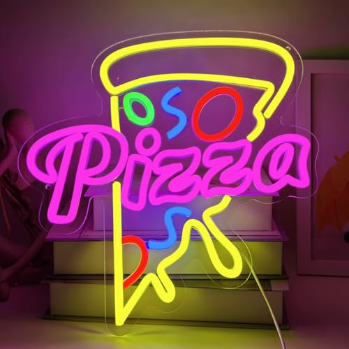 YUEYYNS Letrero de Neón Pizza Señal de Neón de LED Fuente de alimentación USB con línea de interruptor supermercados, escaparates, carteles luminosos para restaurantes