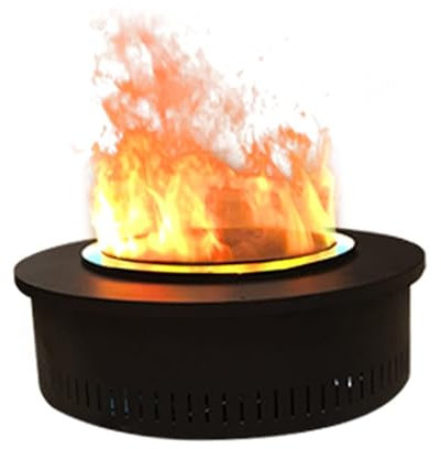 Chimeneas Eléctricas Paisaje Interior Al Aire Libre Chimenea Flotante Cilíndrica Decorativa De Vapor De Agua Llama Realista Diseño Vintage Chimenea De Mesa Marco De Metal Con Control Remoto Llama Táct